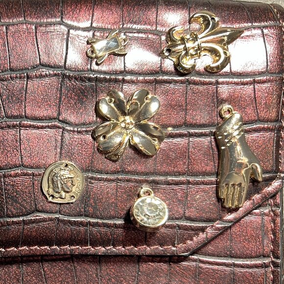 ✨ Kate Landry Burgundy Croc-Embossed Crossbody / Wallet-on-Chain ✨ - Picture 3 of 13
